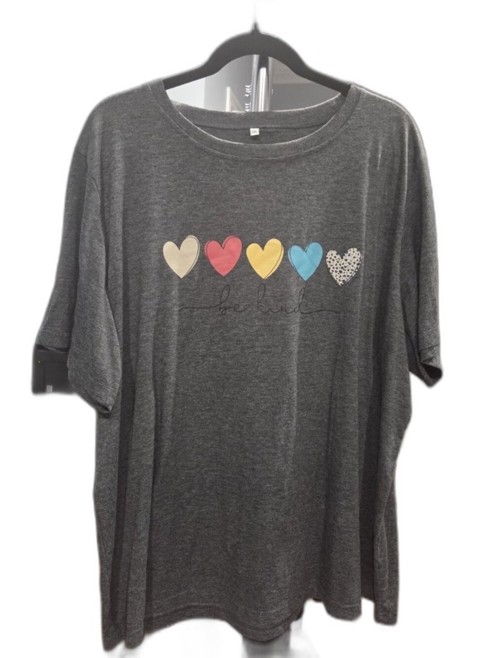 Be Kind Colorful Hearts Graphic Tee 3XL Plus NWOT Heathered Grey